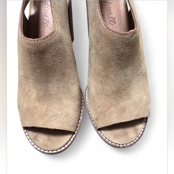 Madewell Cary Genuine Suede Leather  Sling Back Peep Toe Block Heel Sandals 7.5 - Picture 7 of 13